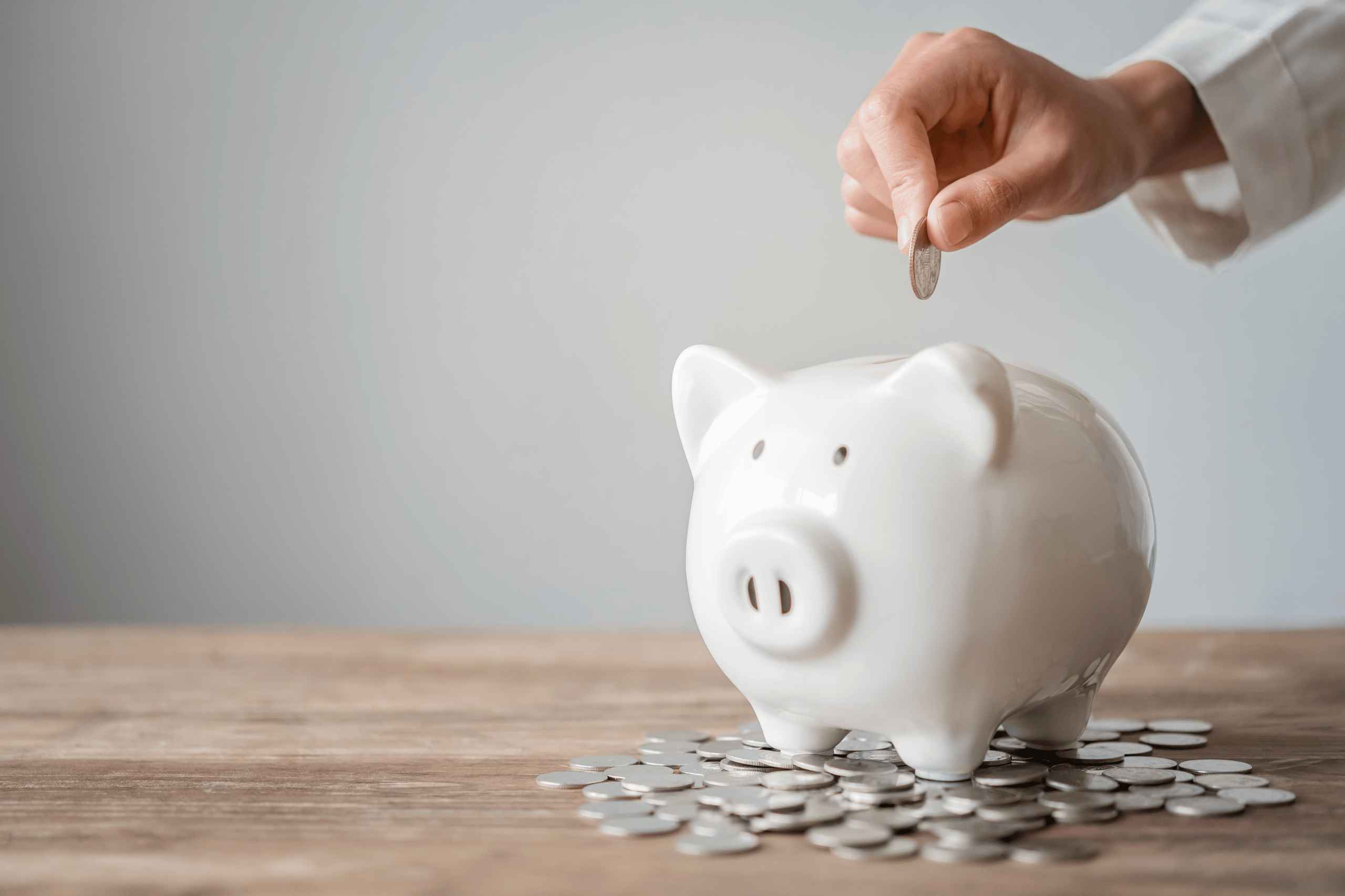 Financial wellbeing blog cover of piggy bank and pennies